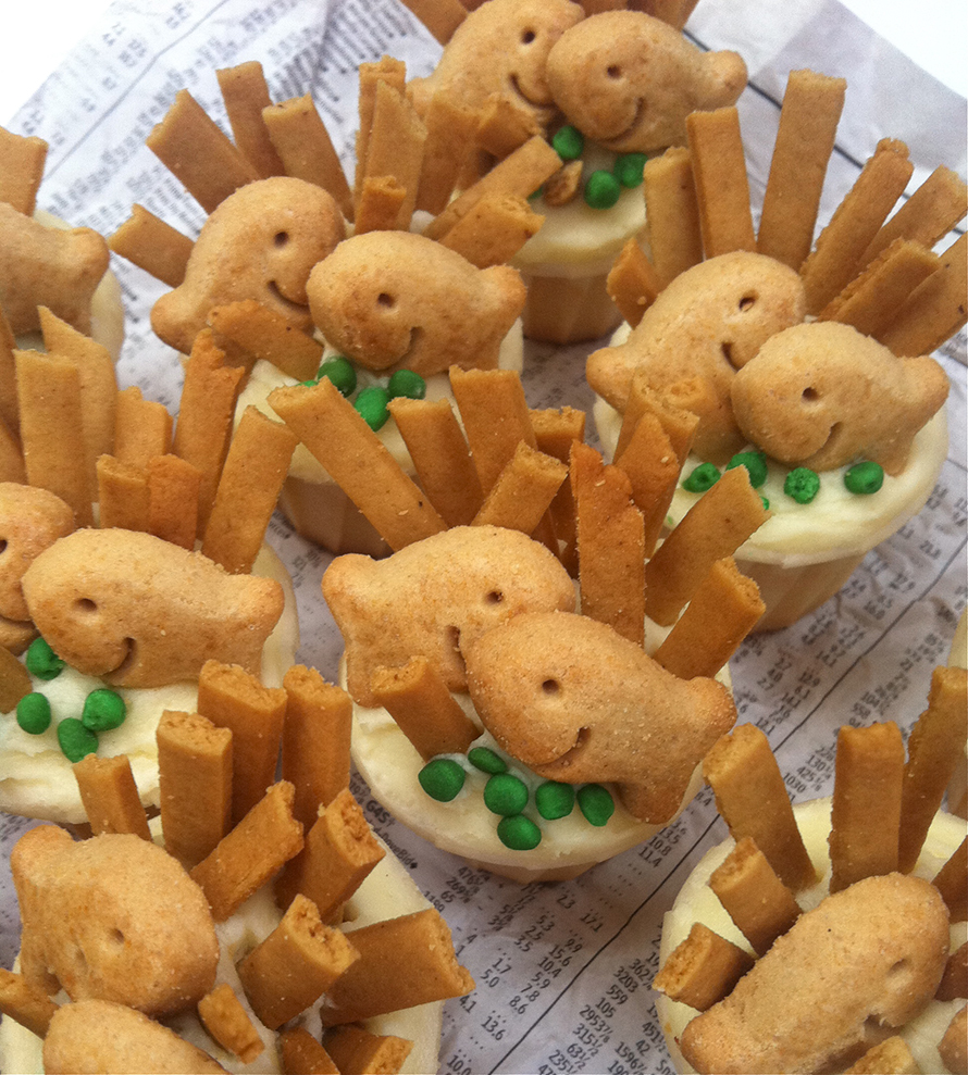 fish and chip cupcakes